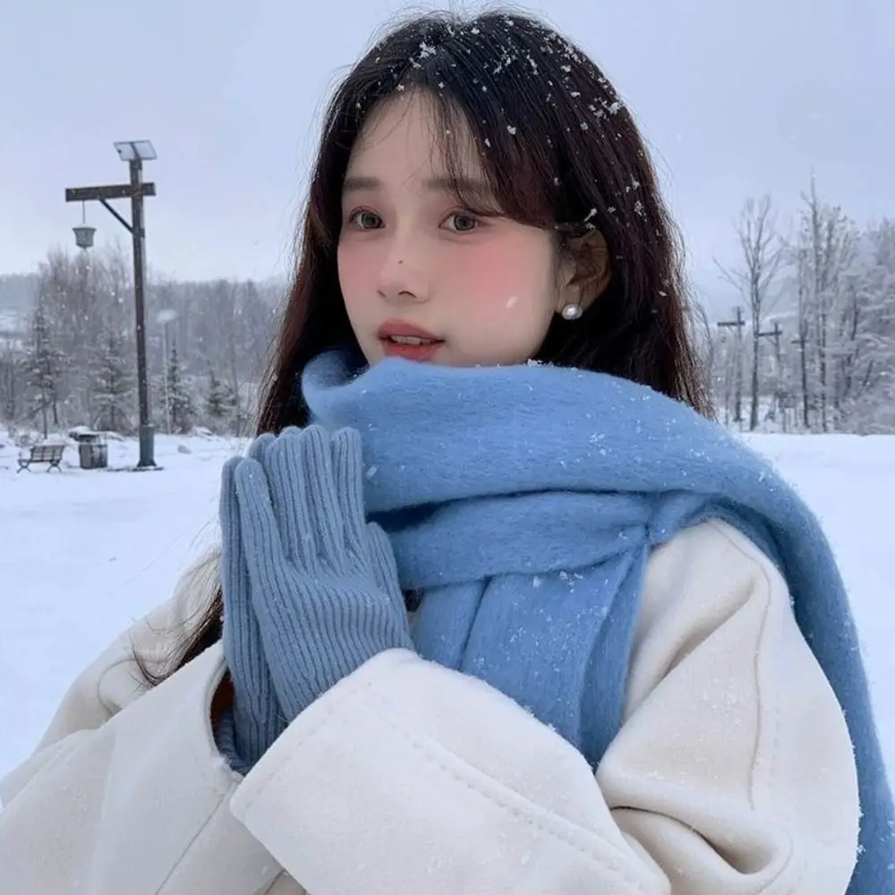 Retro Mohair Karierter Wollschal mit Quasten, Winter Kaschmirschals im Koreanischen Stil, Warmer Langer Schal für Mädchen – Detail 7