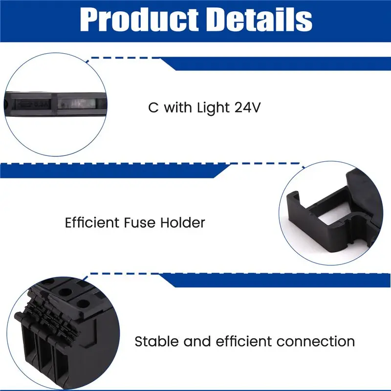 AT05-UK-5-HESI Rail Terminal Block Uk5rd Rail Type 4Mm Fuse Terminal Block Connector Fuse Holder Conductor With Light 24V