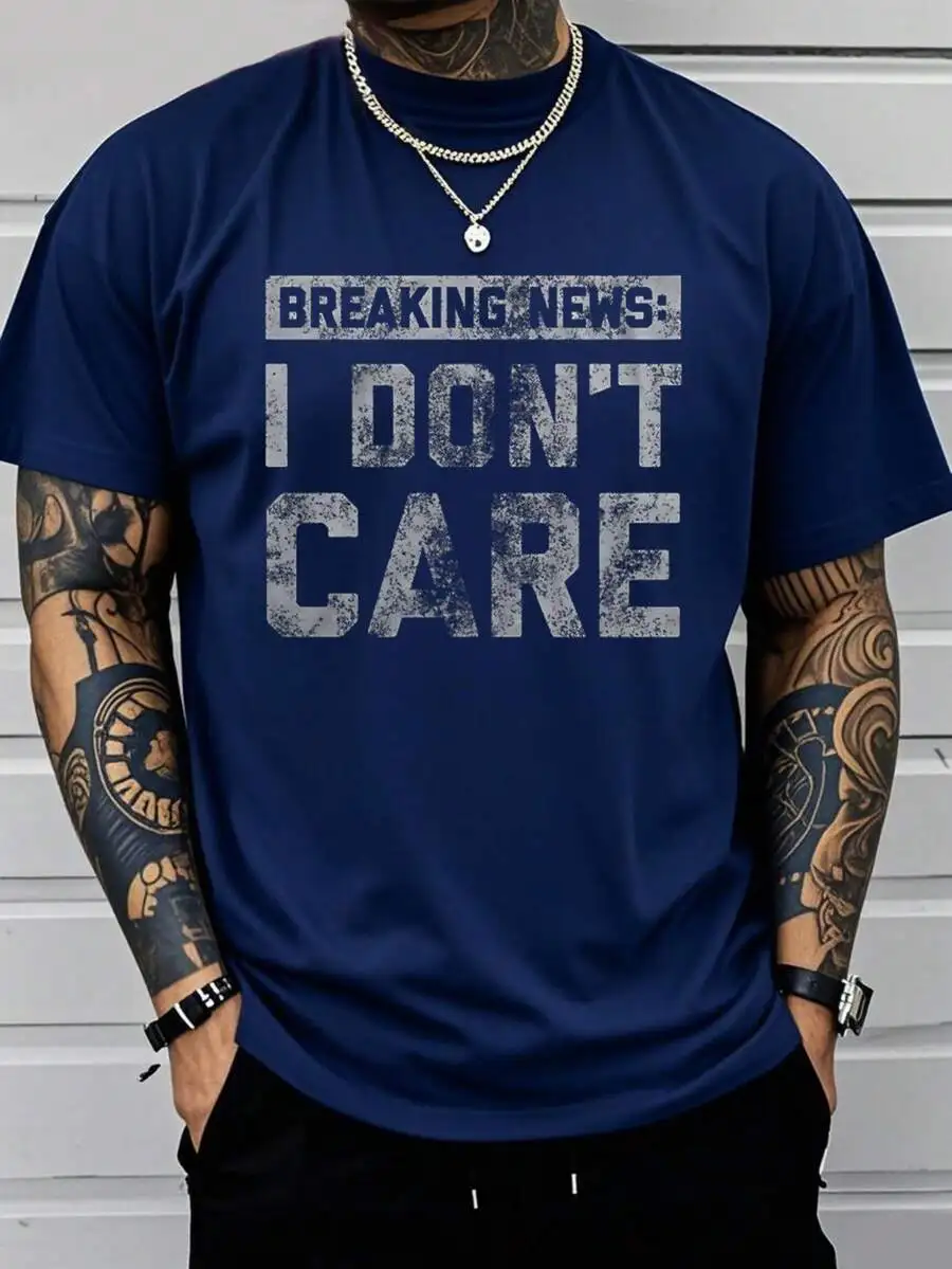 PAYEAH Funny T-Shirt Breaking News L Don't Care Shirt (Single Piece)100% Cotton 220g Heavy Cotton T Shirt