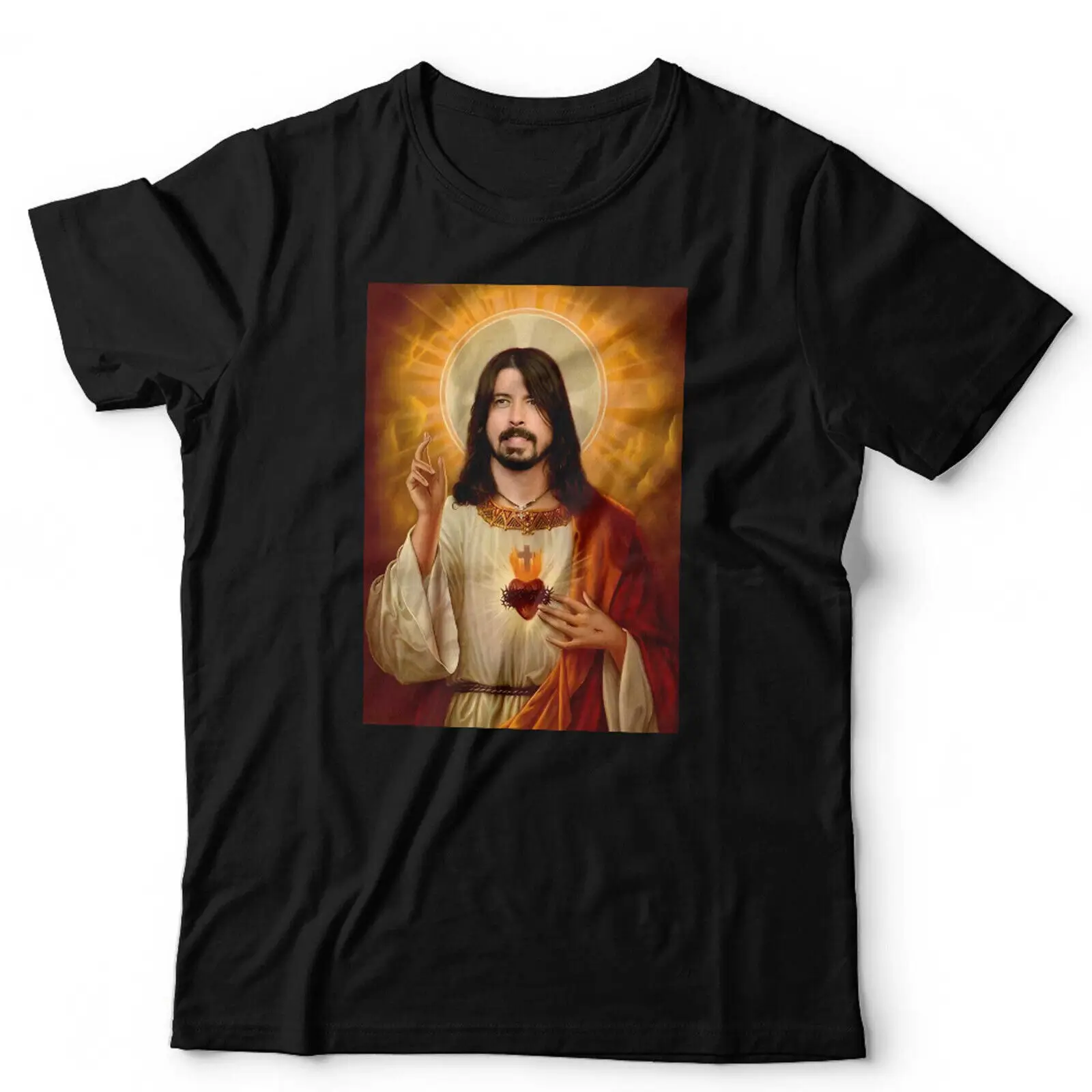 Dave Grohl Jesus Camiseta Unissex e Infantil Vintage Retro Rock Paródia Engraçada Foo