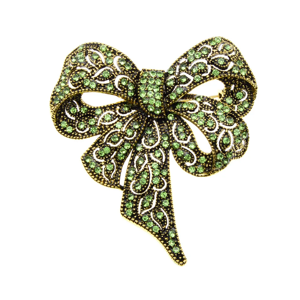 women rhinestone studded bow brooch, fashionable clothing accessories pins jewelry