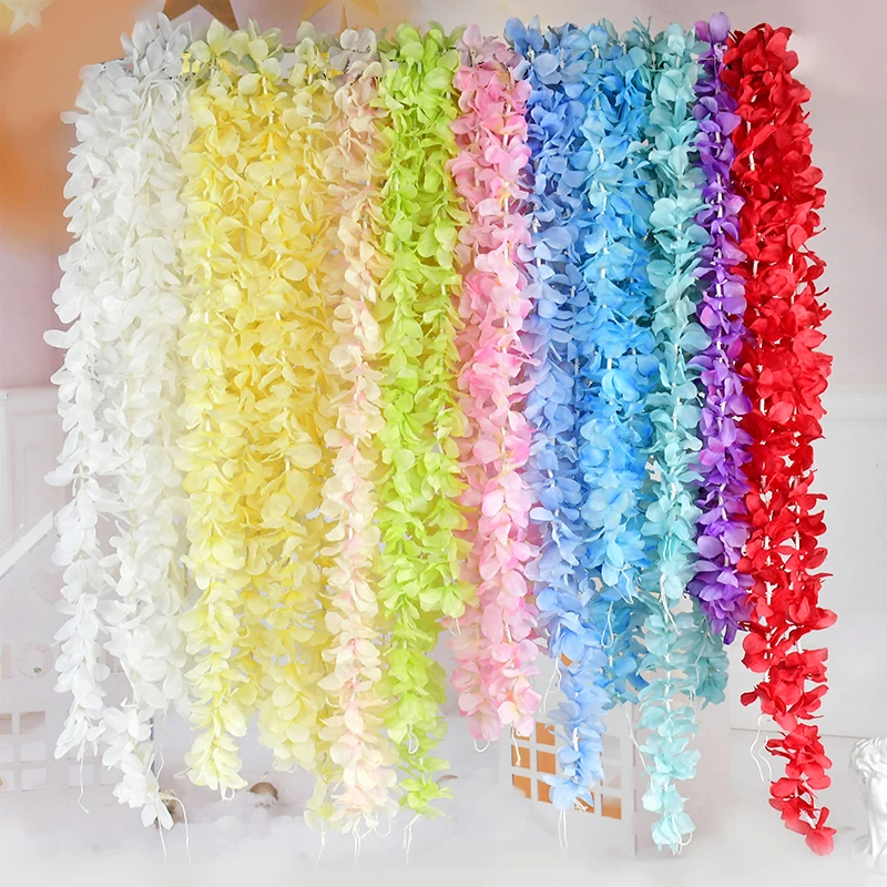 110cm Artificial Flower String Wedding Arch Backdrop Home Decoration Balcony Hanging Flower Vine Rattan Fake Flower Garland 1/2p