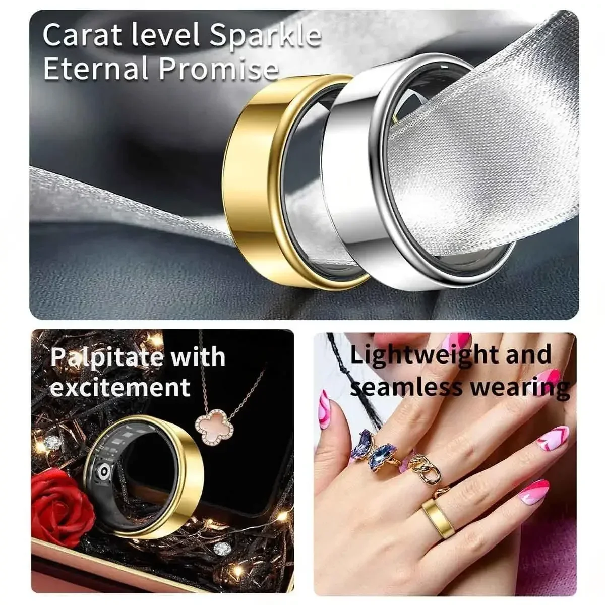 QINO R01 2025 nuevo anillo inteligente hombres mujeres, Monitor de ritmo cardíaco oxígeno en sangre sueño Smartring IP68 y 5ATM impermeable, modo multideporte