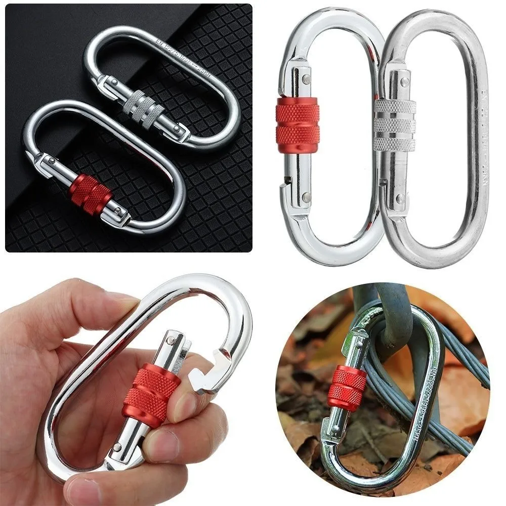 25KN Professional Safety Carabiner Alloy Steel Multicolors Climbing Security Lock D Shape Key Hooks