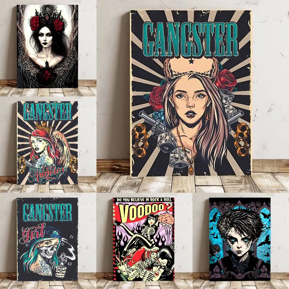 Abstract Modern Sexy Goth Girl Poster High Quality Print Waterproof Wall Art Sticker For Bar Living Room Decor Gift