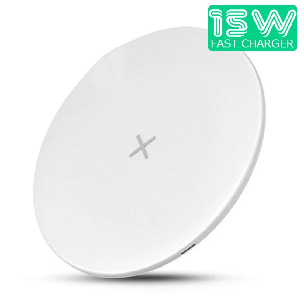 15W Wireless Charger Type-C Fast Charging Pad Ultra-thin Round Mobile Phone Charging Dock Cable Wireless Charger