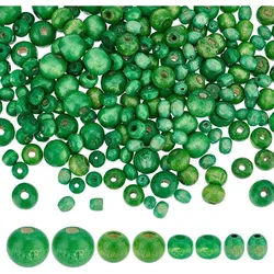 480pcs Wooden Spacer Beads 4 Style Wooden Hair Beads Green Wood Macrame Beads Natural Painted Wood Beads for Jewelry Making