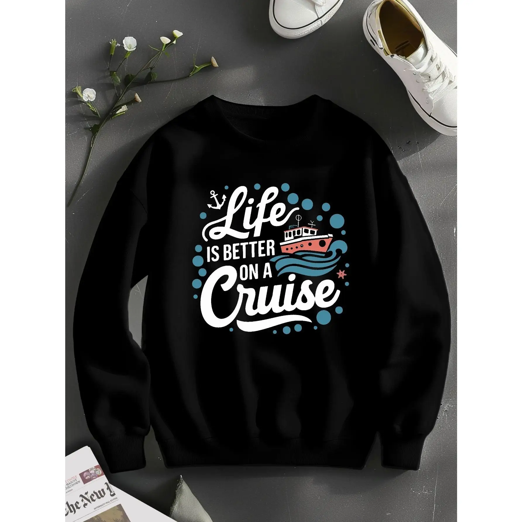 

Life Is Better on a Cruise Sweatshirt, Funny Slogan Crewneck Jumper, Oversized Pullover for Travel, Best Gift for Cruise Lovers