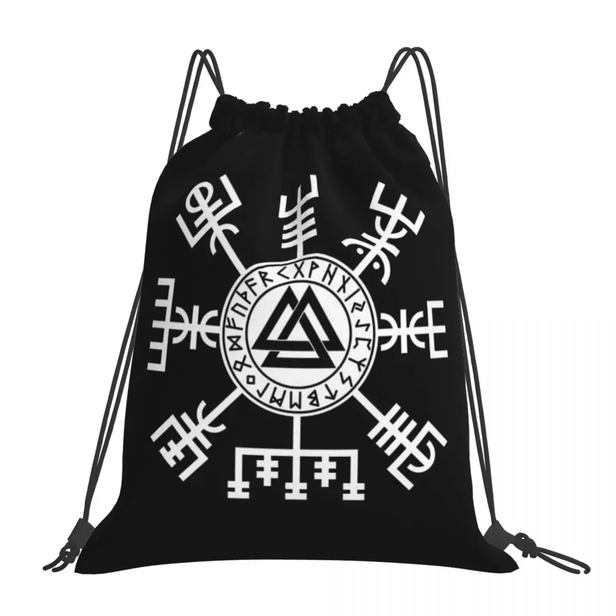 Viking Compass Vegvisir Valknut Symbol Runes Viking Backpacks Drawstring Bags Drawstring Bundle Pocket Sports Bag Book Bags