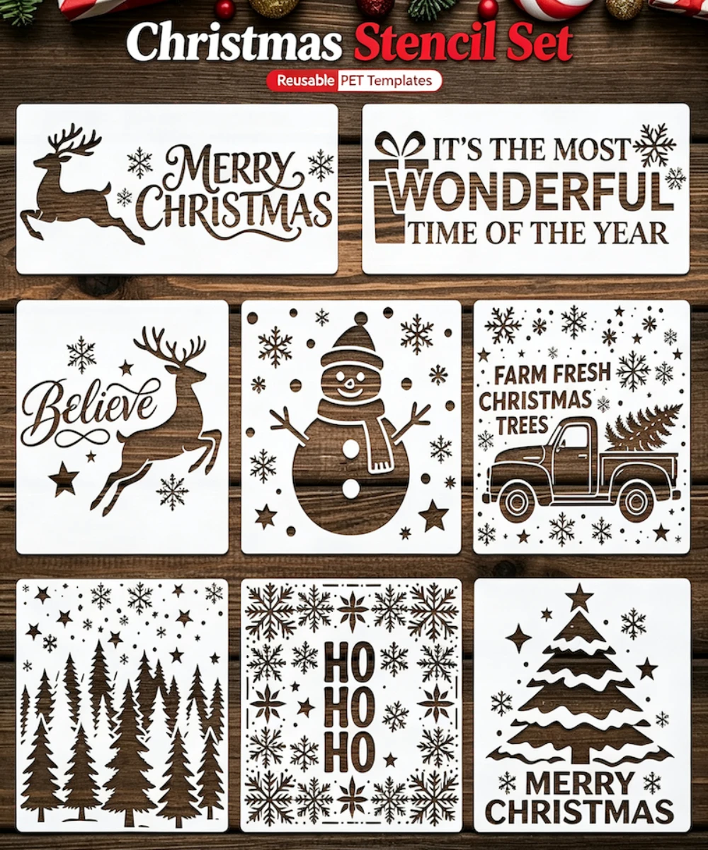 Art And Craft For Xmas - Set Stensil Seni Berlubang untuk Perayaan