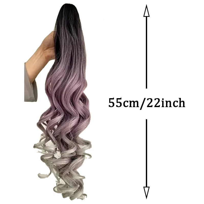 Large grip gradient curly ponytail wig natural fluffy synthetic wig easy to wear suitable for women's daily hair accessories