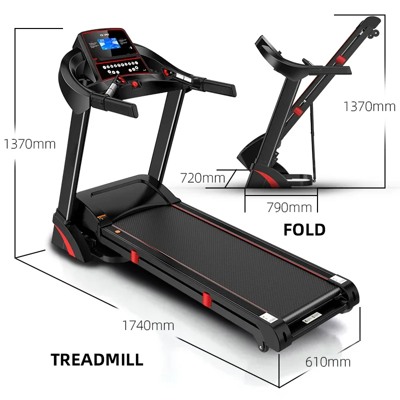 Home Electric Treadmill Ultra-Silent Folding with LED Display Multi-Function Counting for Running Motor Driving Type Exercise