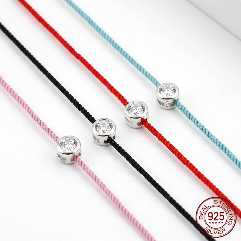 

La Monada Red Thread For Hand Women's 925 Sterling Silver Bracelets Round Zircon Red String Rope Jewelry Bracelets For Women