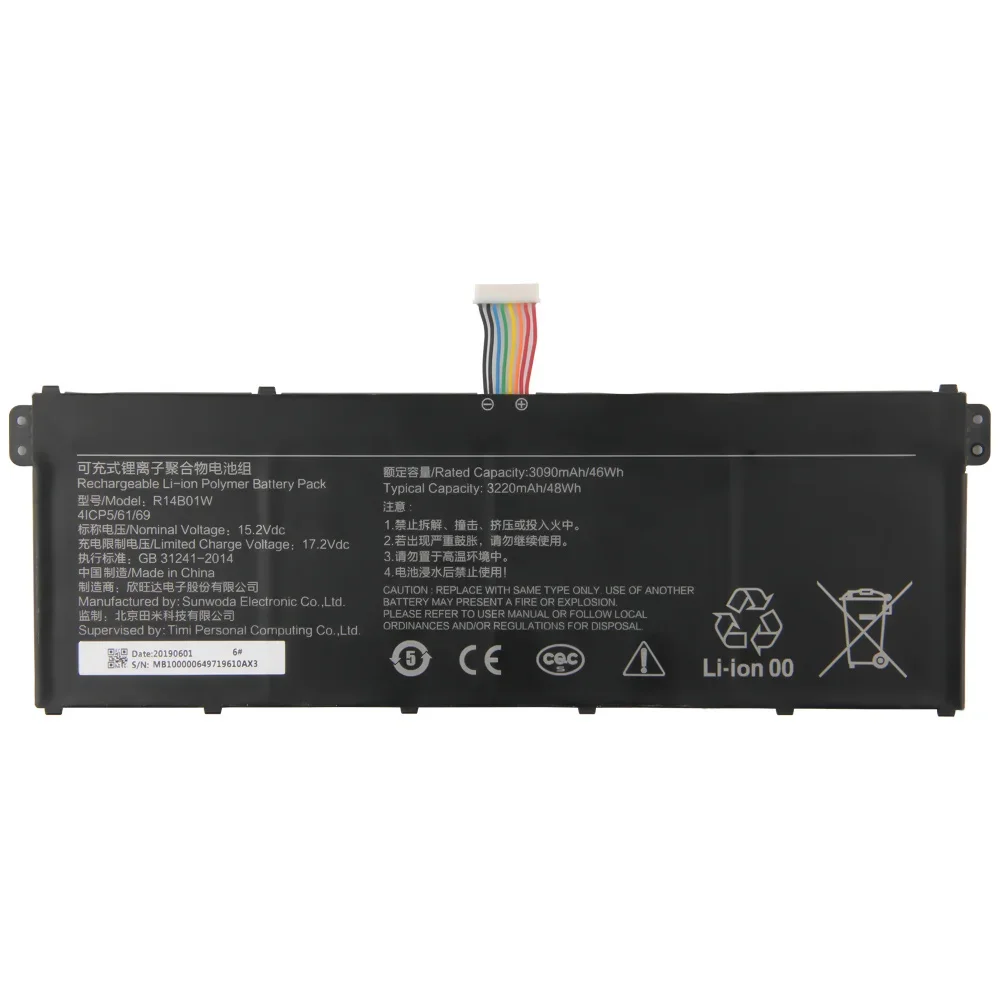 New Replacement Battery R14B01W For Xiaomi RedmiBook 14 XMA1901-AA XMA1901-AG Powerful Rechargeable Batteries 48Wh High Capacity