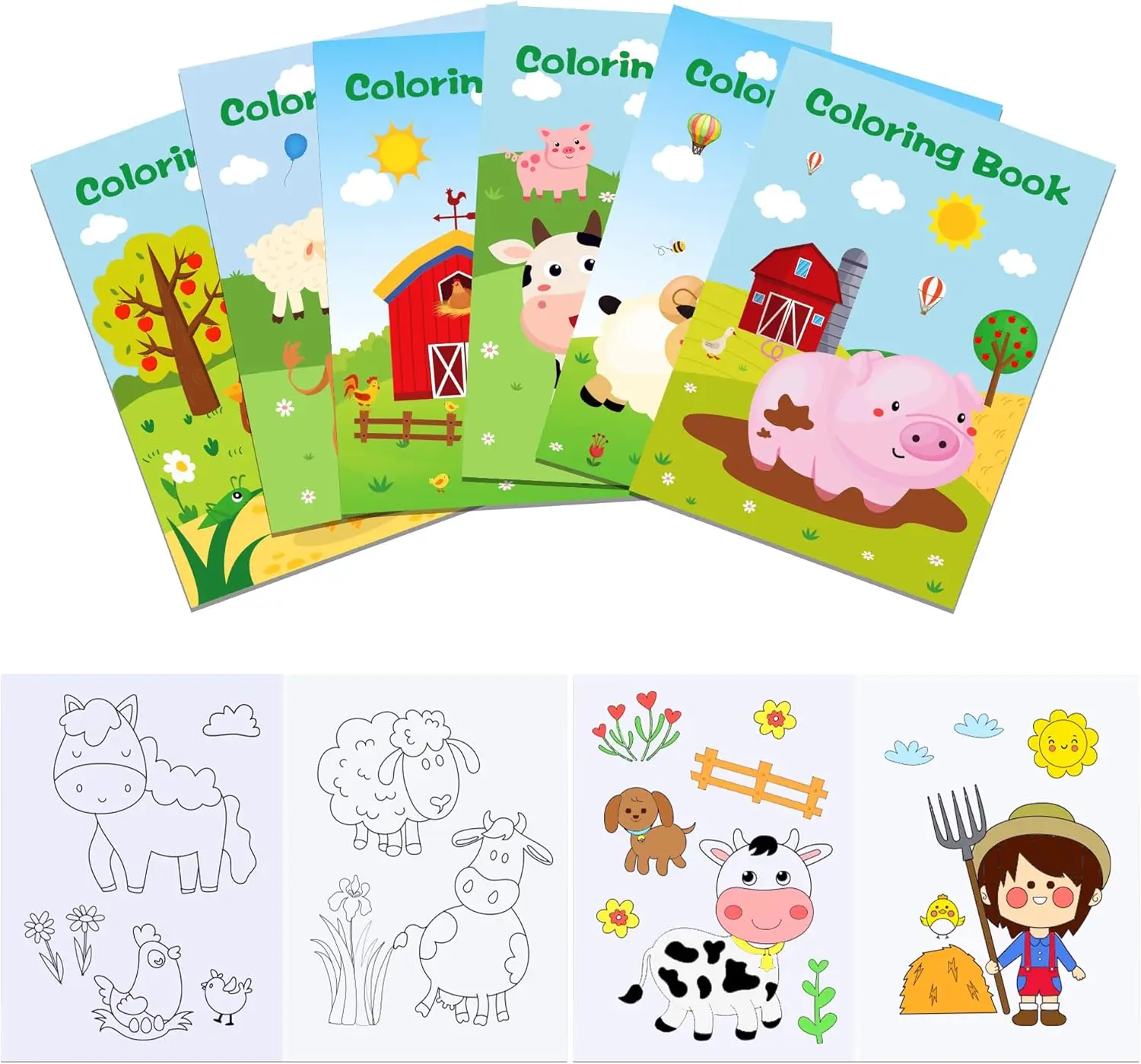 Farm Animals Coloring Books Mini Coloring Books for Kids DIY Art Drawing Activity Book  for Cow Sheep Farmhouse Theme Birthday