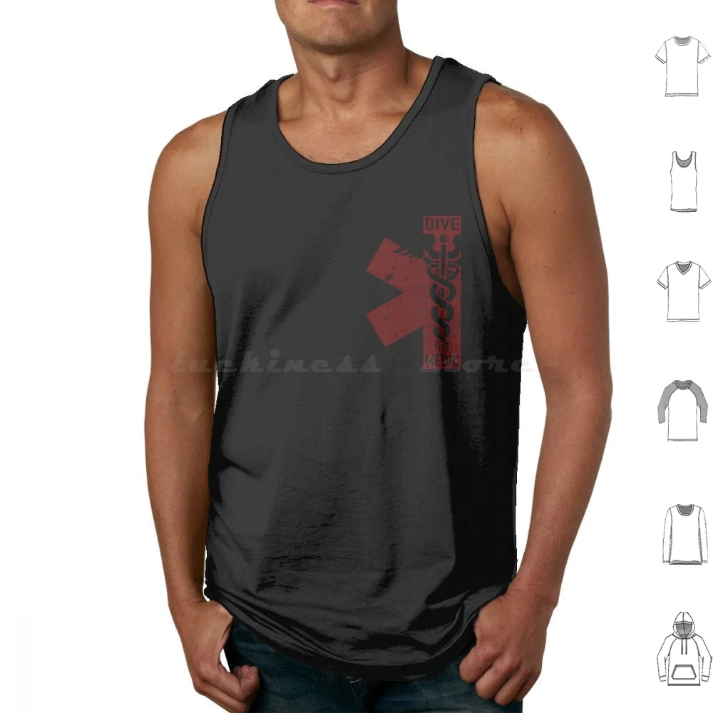 Dive Medic ( Distressed ) Tank Tops Print Cotton Scuba Diver Rescue Police Diver Military Diver Navy Diver Fire Department