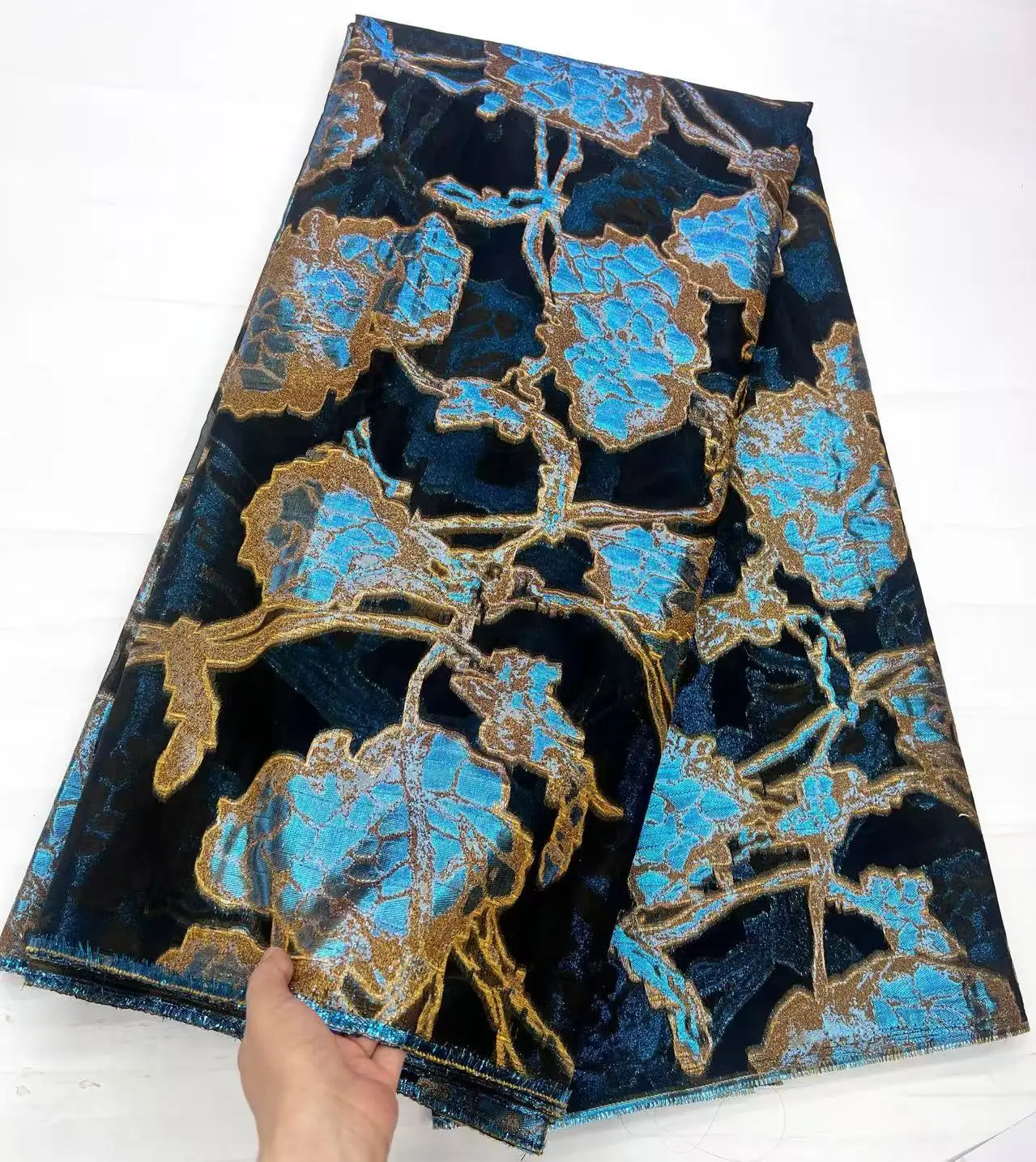 Luxury Nigerian Brocade Organza Lace Fabrics African Jacquard Lace Fabric 5Yards High Quality French Tulle Lace For Dress