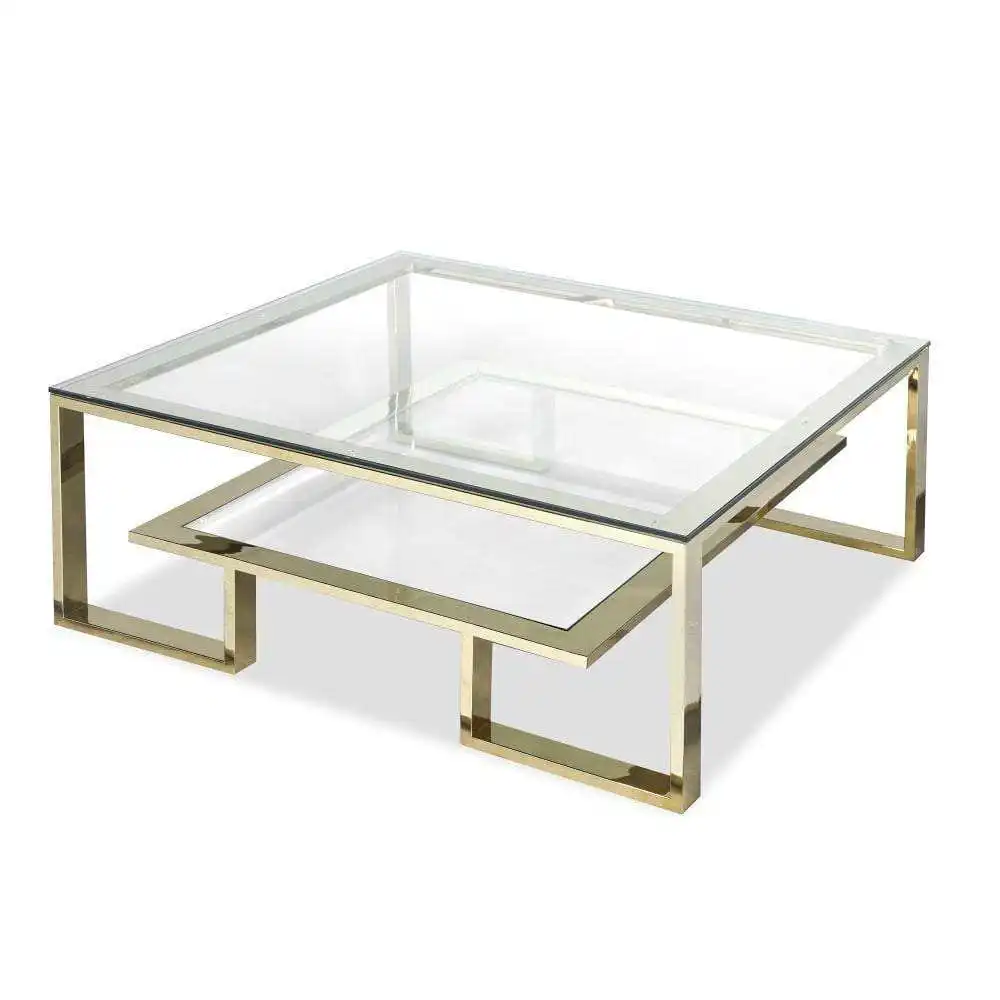 ¥#Popular Living Room Square Tempered Glass Small Coffee Tea Centre Table