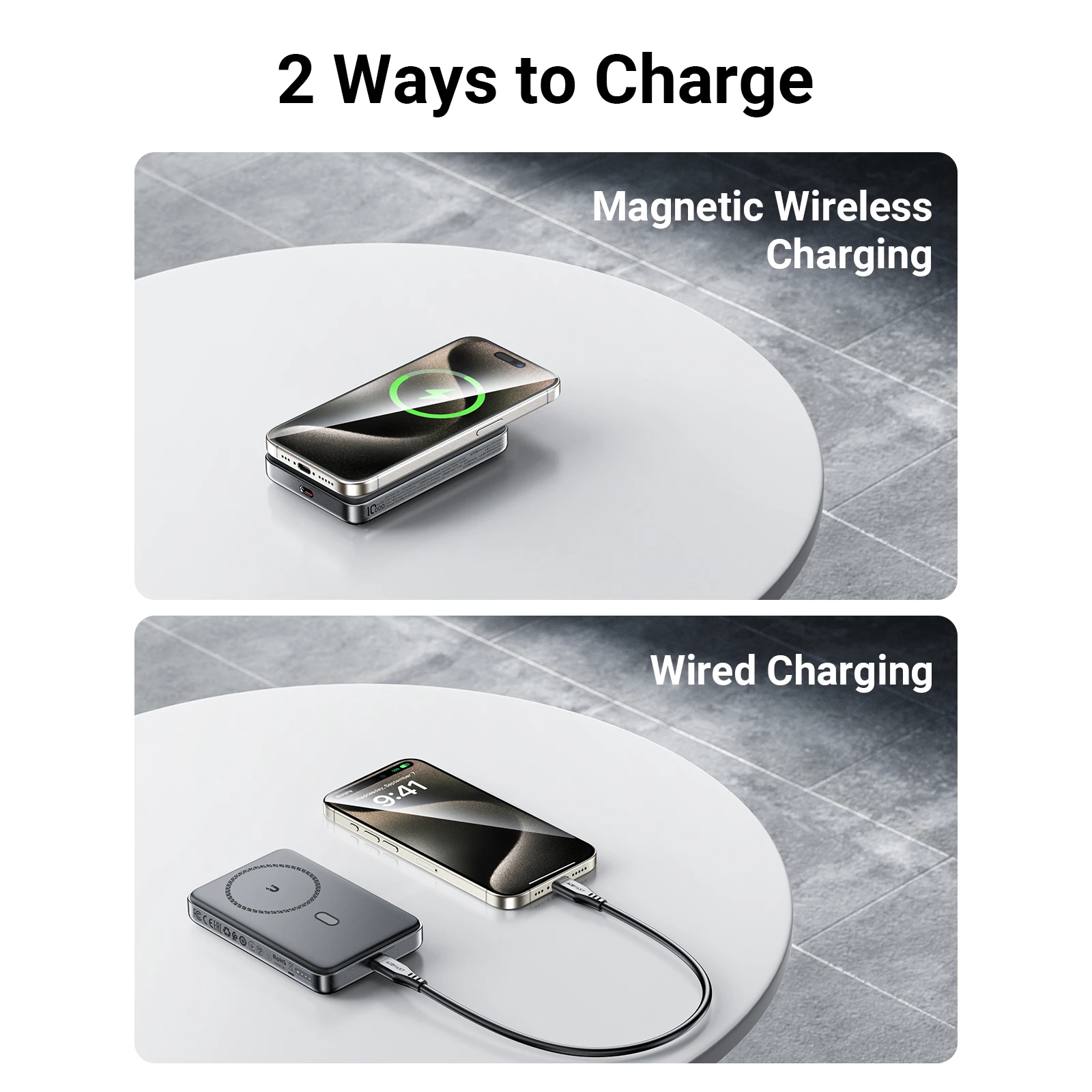 ACEFAST M6 10000mAh Magnetic Wireless Charging PowerBank For iPhone 16/15 Pro Max PD20W Fast Charging Extra Battery with Holder