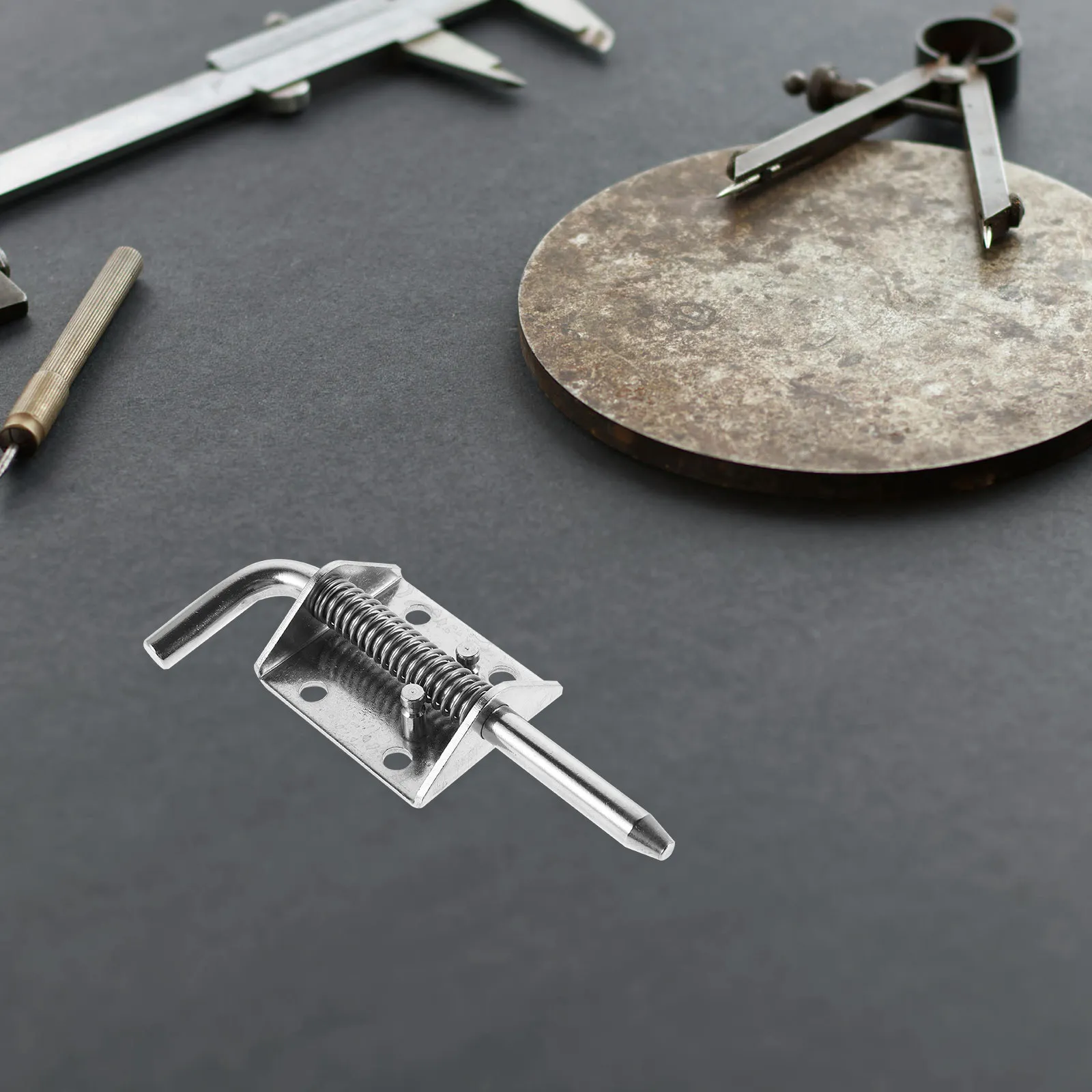 Spring Loaded Stainless Steel Latch Pin Heavy Duty L-Shaped Quick Release Lock for Trailers Cabinets Gates Outdoor Durability