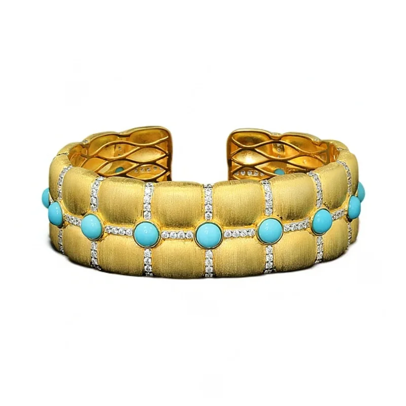 

New S925 Silver Bracelet High Carbon Diamond Blue Turquoise Exquisite Fashion Versatile Bracelet Wedding Jewelry