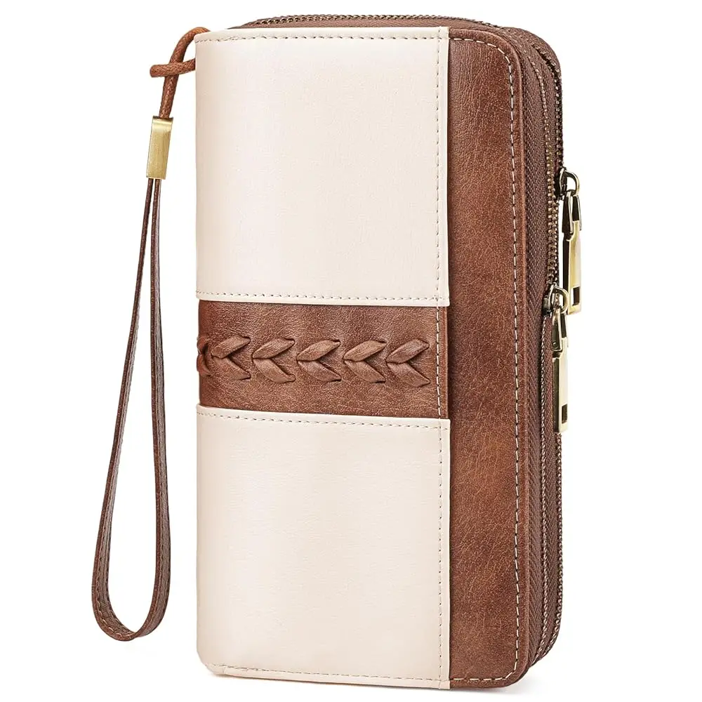 

Free ShippingWallet for Women RFID Blocking Leather Large Capacity Zip Around Ladies Card Holdr Phone Purse Wristlet