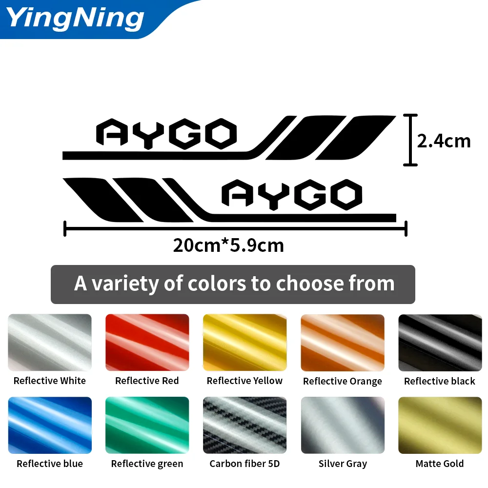 2pcs Car Small Sticker For Toyota AYGO Vinyl Car Body Creative Car Fender Reflective Leaf Door Decal Sticker Auto Accessories