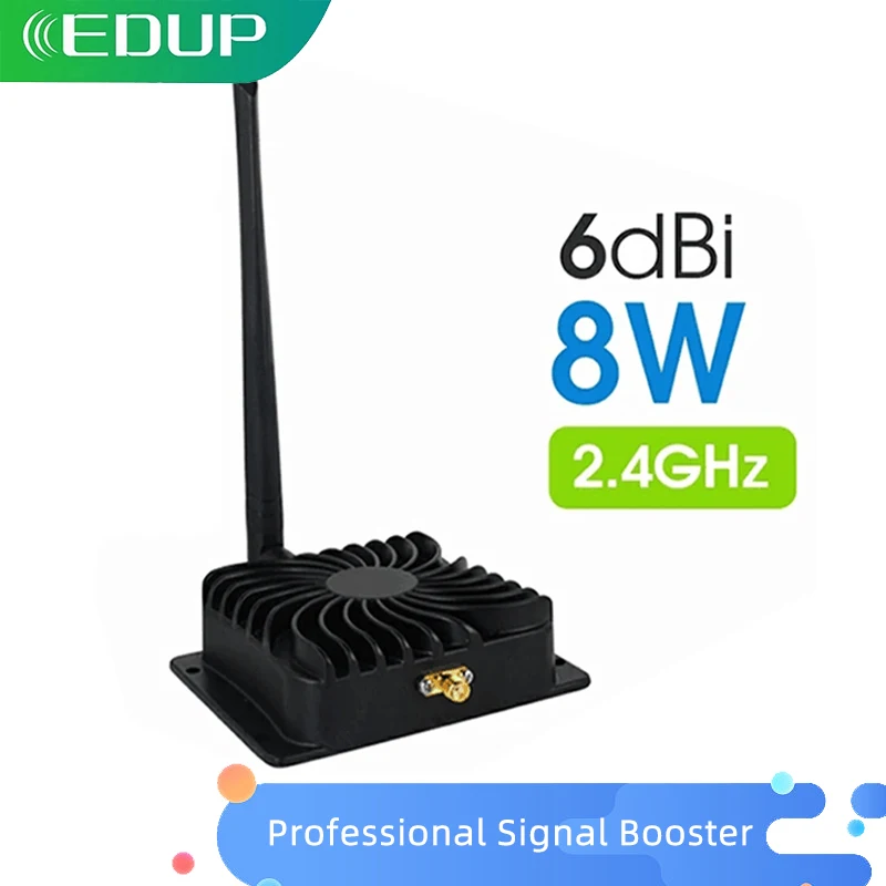 Edup wifi impulsionador 2.4ghz 8w wifi amplificador de sinal de potência roteador alcance estender impulsionador 6dbi adaptador antena sem fio