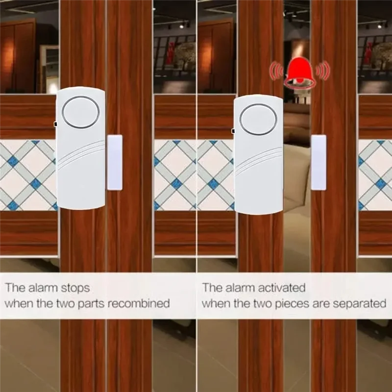 

ABKQ-Door Magnetic Alarm Home Anti-Theft Door Opening Sensor 10 Pcs Wireless Door Andwindow Anti-Theft Alarm