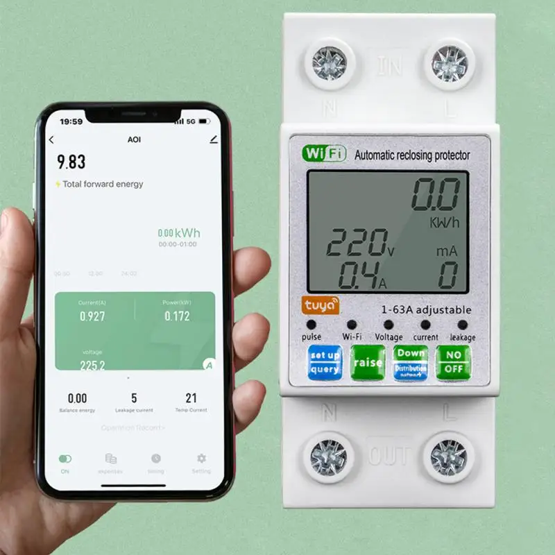 

Tuya 63A Din Rail WIFI Smart Energy Meter Timer Power Monitor KWh Meter Wattmeter 110V 220V Smart Life Alexa Google Home Alice