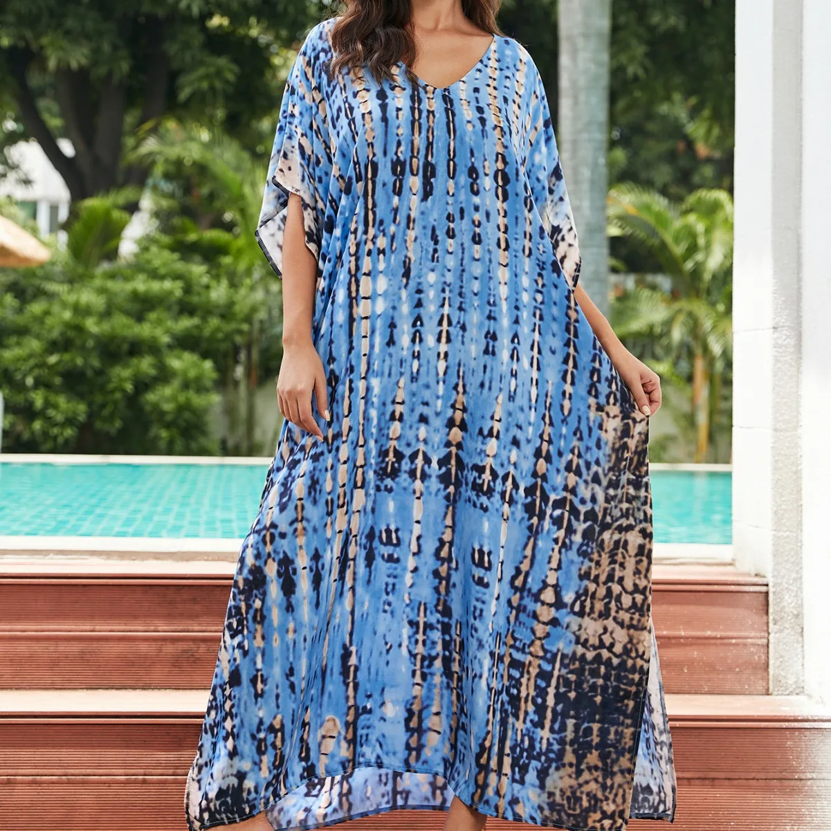 Damskie sukienki plażowe Kaftan z półrękawem Strój kąpielowy Kaftan Plus Size Strój kąpielowy Cover Up