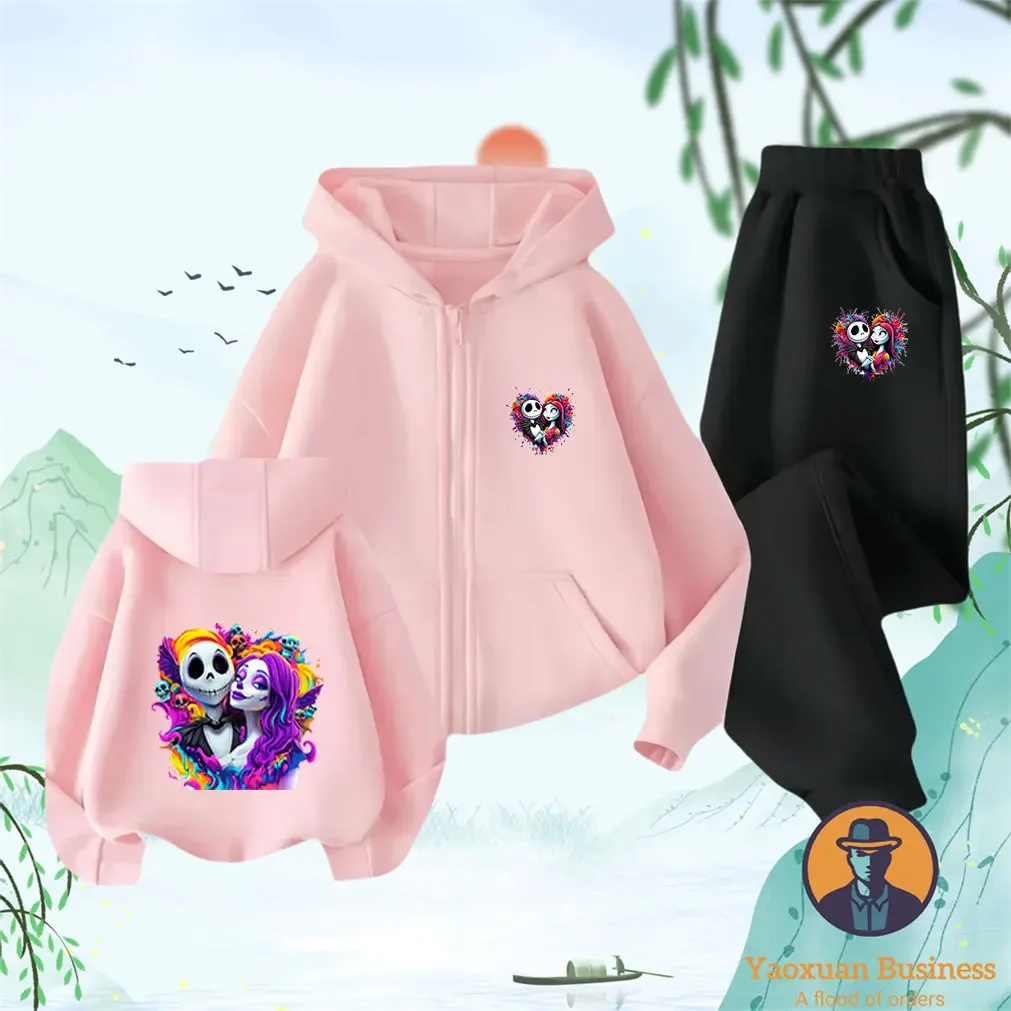 

Cool 2025 Kids Nightmare Before Christmas Oogie Boogie Zip-Up Hoodie Set Fleece Lined Thermal Autumn Coat