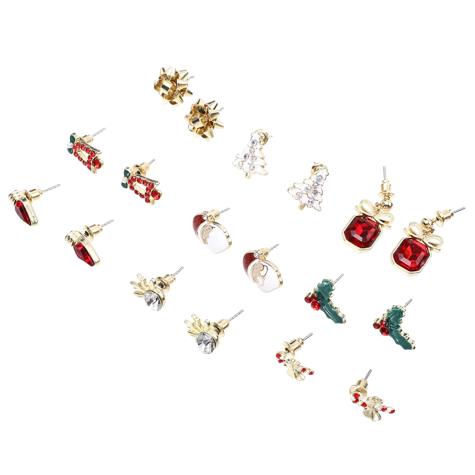 

Christmas Earrings Set 9 Pairs Alloy Bow Studs Fashion Ear Decorations Xmas Accessories Jewelry Gifts Popularnaments