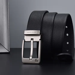Pierre Cardin Men Genuine Leather Belt for Men Belts Men's needle buckle waistband Black