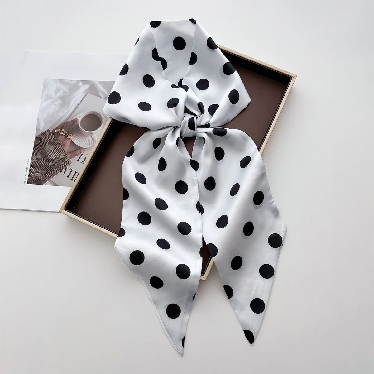 

Luxury Polka Dot Scarf for Women Skinny Hair Band Imitation Scarf Ribbon Tie Neck Fashion Wrist Belt Neckerchief