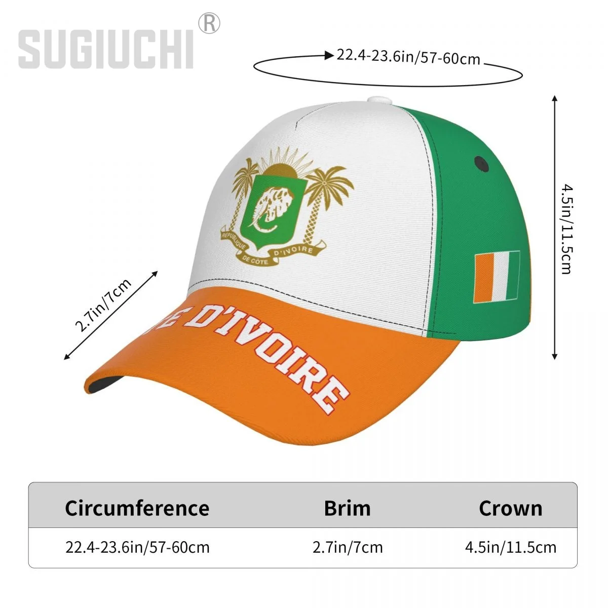 Unisex Cote D\'Ivoire Flag Ivorians Adult Baseball Cap Patriotic Hat for Baseball Soccer Fans Men Women