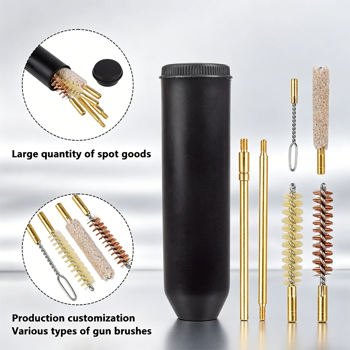 

Cleaning Kit Rod Brush Set 7pcs/set 9mm Black Pistol Cleaning Brush Tools 22/45/357/9 mm