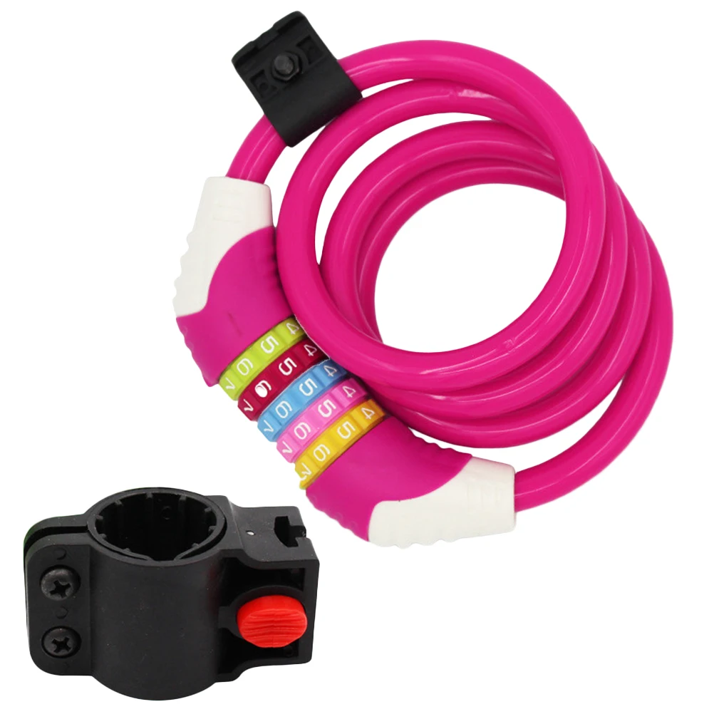 Password Anti-theft Bike Lock 5 Code Steel Wire Cable Pink Light Durable High Quality Non Deform No Use Secure