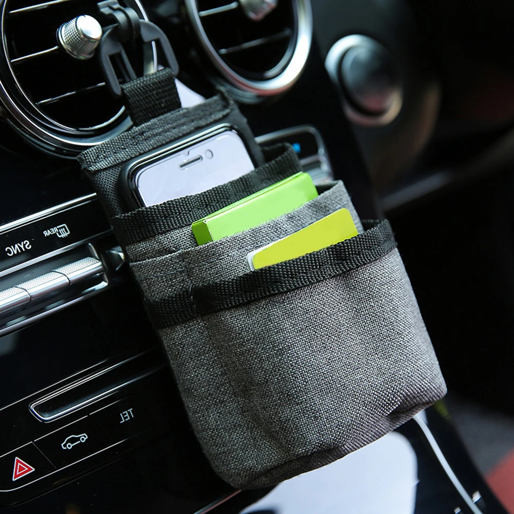 

Car Vent Storage Bag Oxford Cloth Multi Pocket Door Hanging Organizer Grey Hook Pouch Save CABLE Car Air Outlet