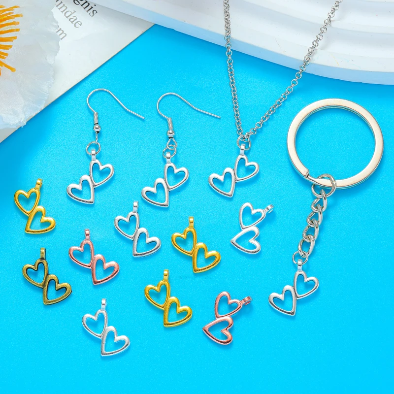 30 قطعة 6 اللون رائعة على شكل قلب سحر ل قلادة كيرينغ قلادة DIY بها بنفسك اليدوية مجوهرات اكسسوارات 13*17 مللي متر A146