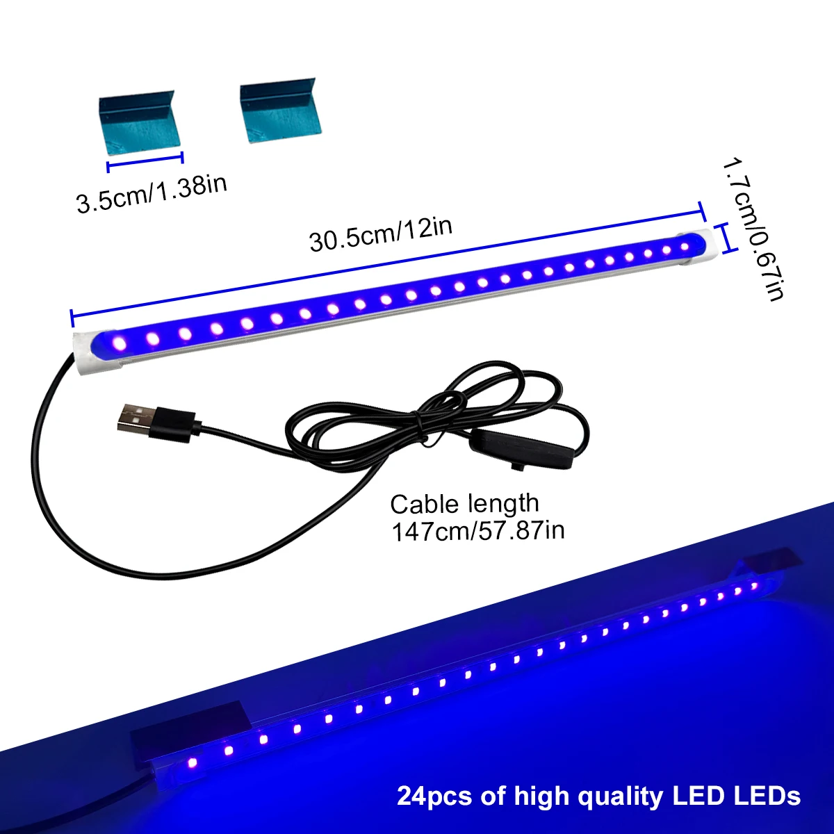 5V Magnetic Black Light, 5W UV Curing Lamp, 395nm UVA Dry Nail Lamp, Money Detector, Decorative Fluorescent Black Light