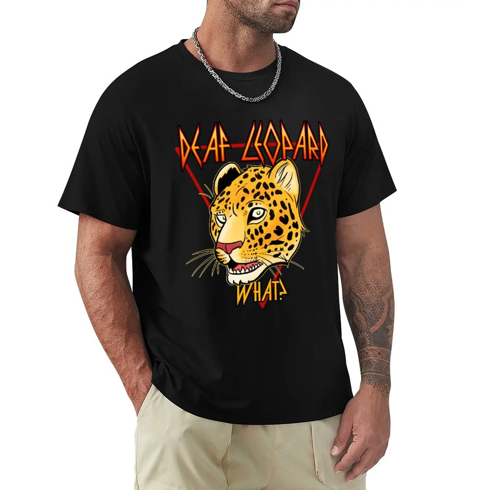 

Deaf Leopard T-Shirt for a boy summer 2025 vintage graphic tee summer clothes oversized t shirts for men