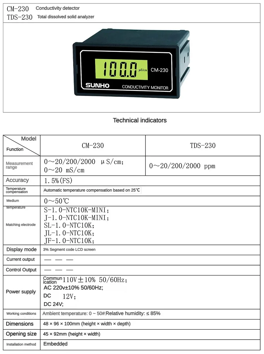 CM-230 Industrial Online Conductivity Analyzer Monitor Pure Water Machine Detector