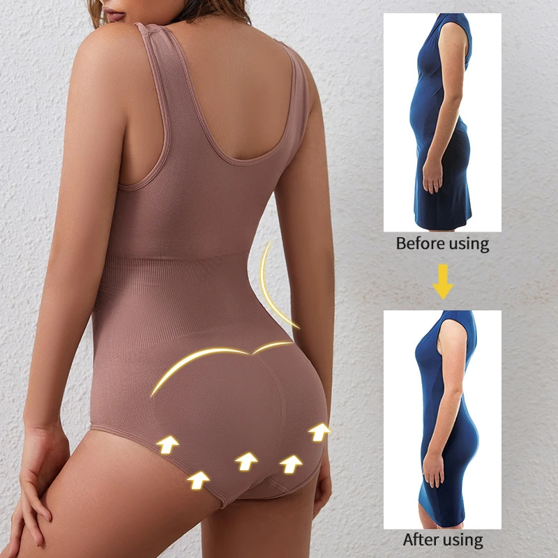 Mulheres One Piece Shapewear, Bodysuit Controle da barriga, com nervuras, Sem Costura, Escultura, Tanga, Body Shaper, Tank Tops