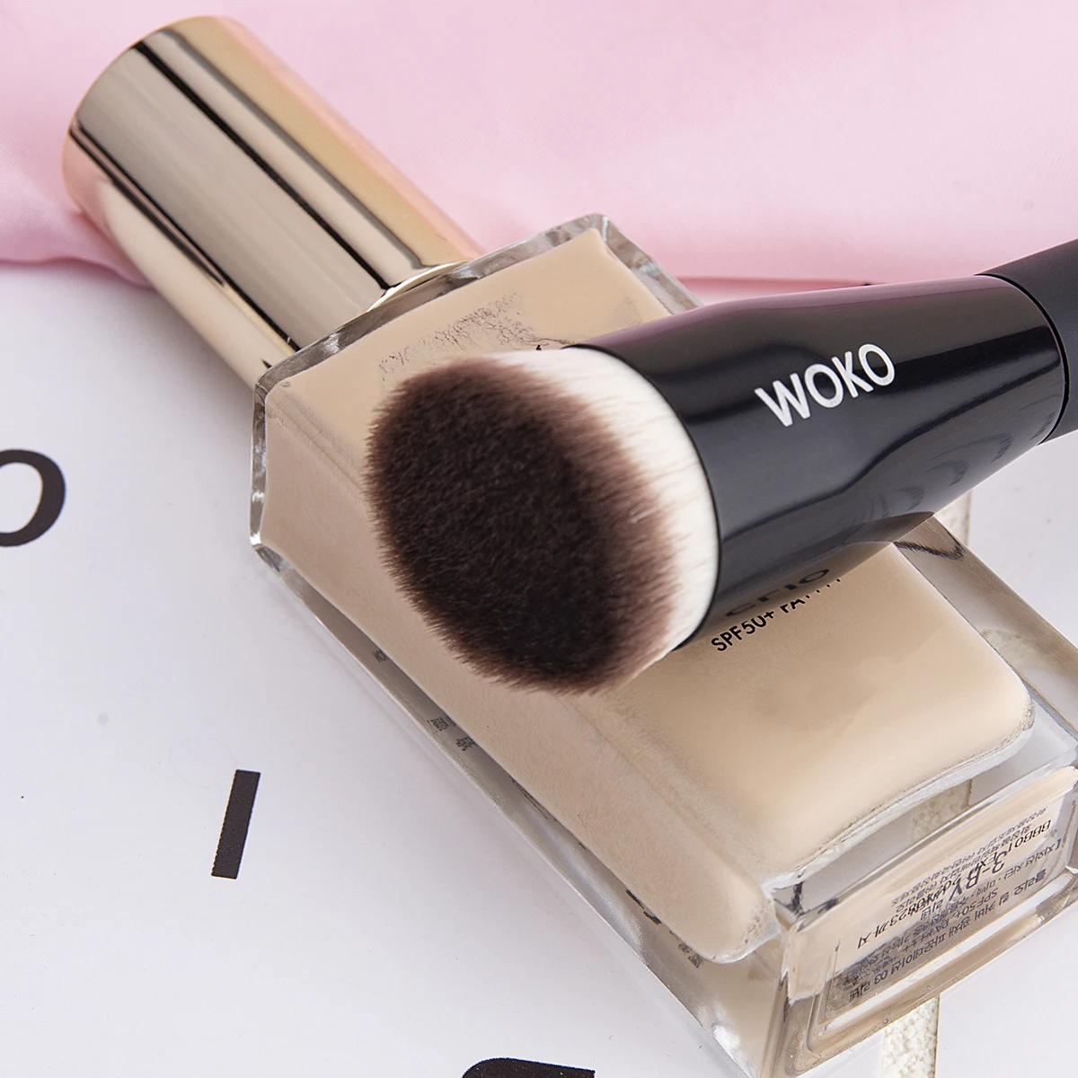 Flat Top Foundation Make-up-Pinsel, flach abgewinkelt, Kunsthaar, Gesichtskontur, Foundation, flüssige Creme, Bronzer, Polier-Make-up-Werkzeug – Detail 20
