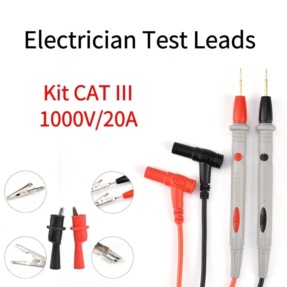 1000V 20A Multimeter Test Leads Probes Banana Plug, 24K Gold Digital Multimeter Probes Electrical Test Probe for most Multimeter