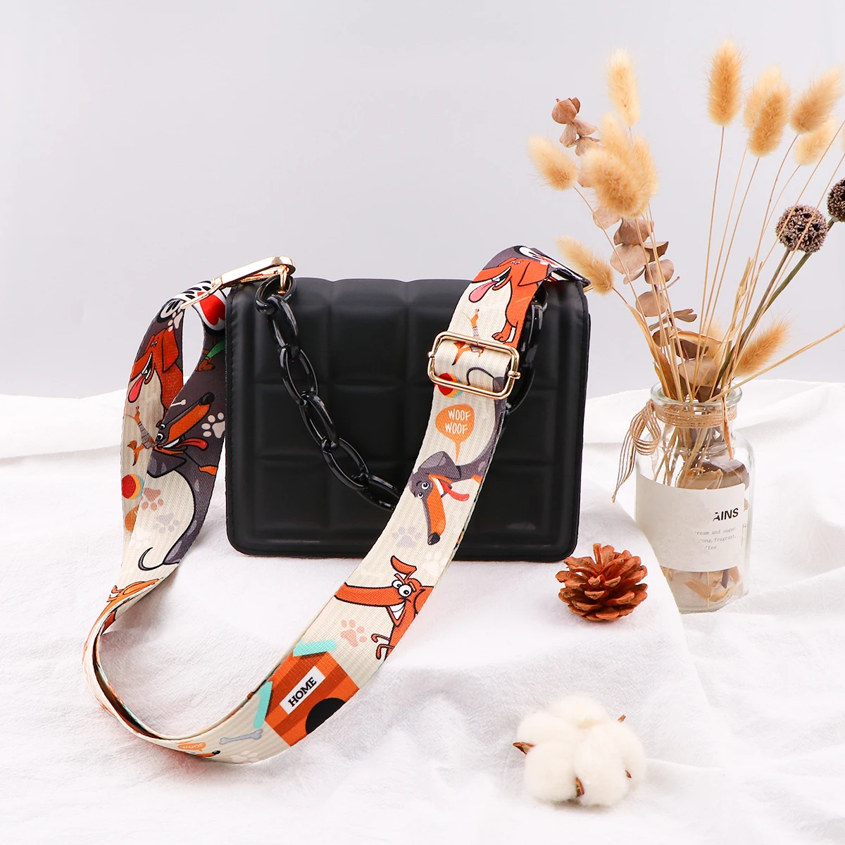 Bolso de hombro ajustable de dibujos animados para mujer, correas de hombro, bolso cruzado, accesorios de moda