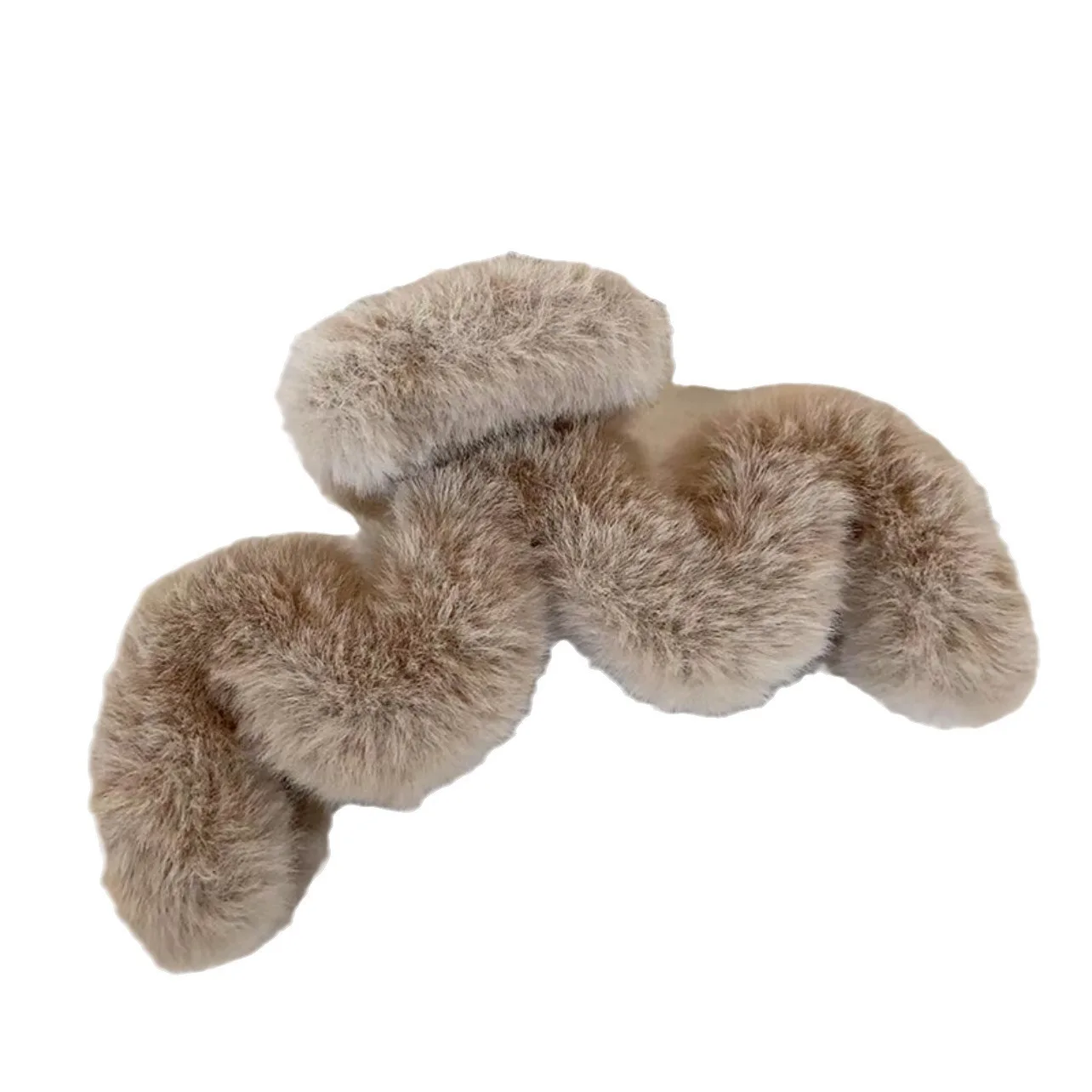 Coffee colored plush grab clip, large plate hair clip, elegant temperament at the back of the female head, 2023 new shark clip