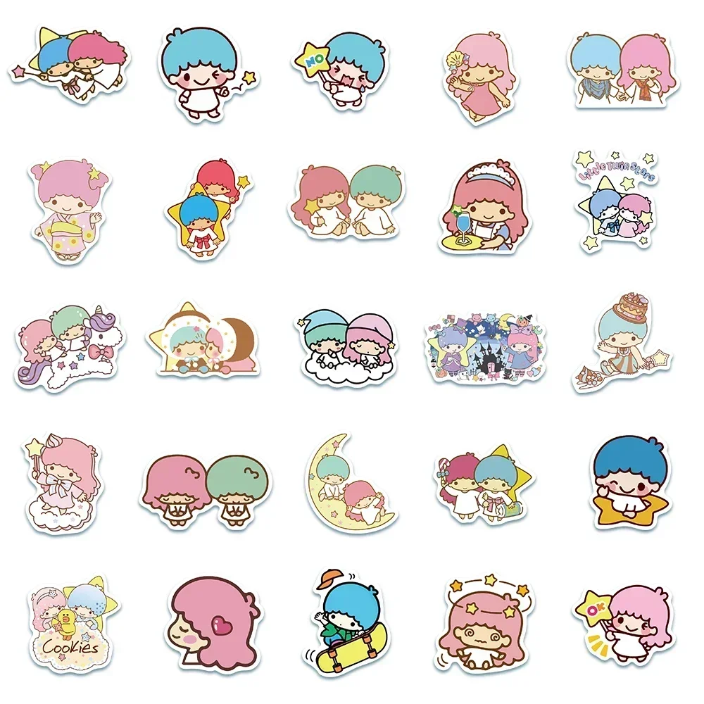 Cute Sanrio Little Twin Star Stickers Aesthetic Kawaii Cartoon Kuromi Decal Laptop Phone Motorcycle Sticker for Kids Girls Toy