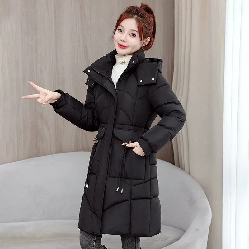 

New Winter Women Parka Fur Hooded Jackets Thicken Warm Cotton-padded Puffer Coat Casual Long Parkas Clothes Loose Outerwear